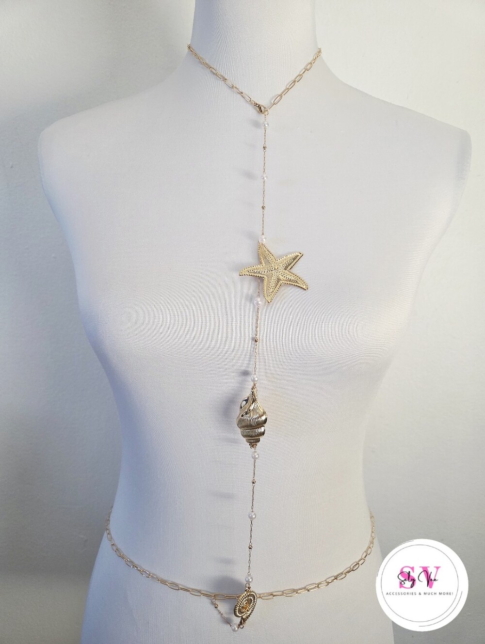 Gold Body chain With Shells And Star Decor